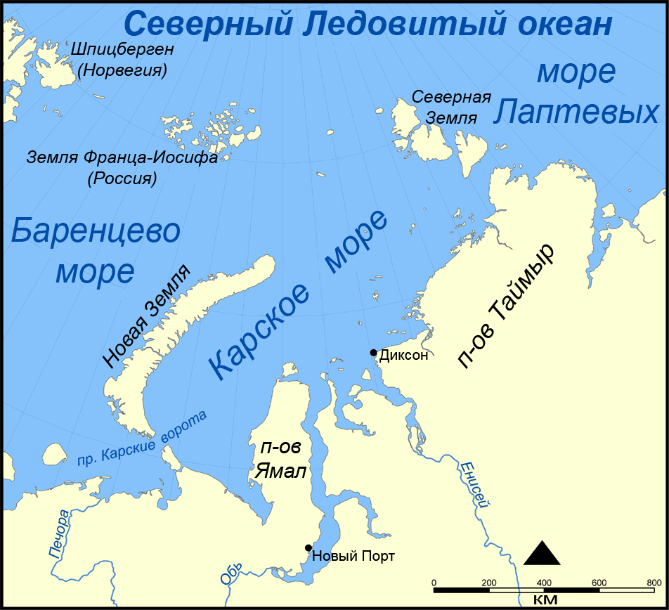 Карта Карского моря